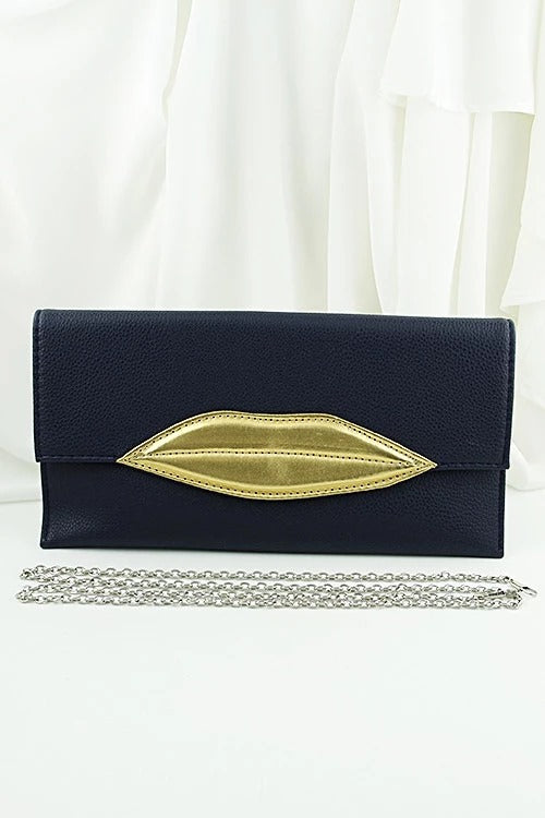 Navy blue cute Lip kiss Clutch