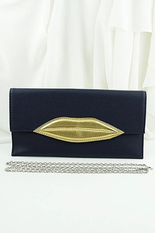 Navy blue cute Lip kiss Clutch