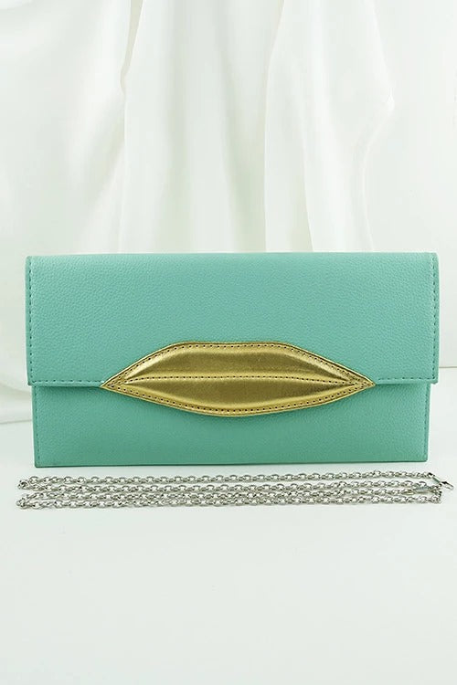 Turquoise cute Lip kiss Clutch