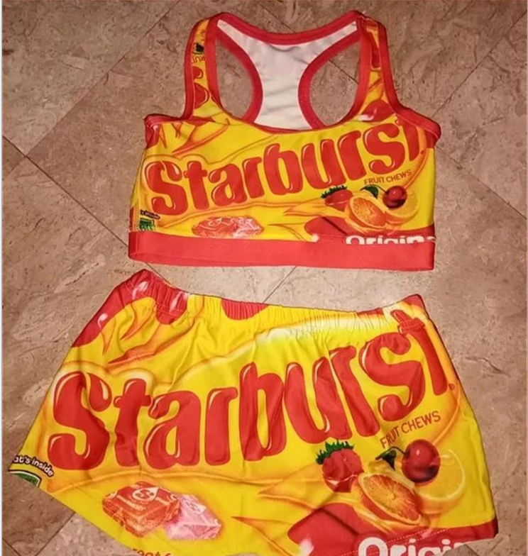 Starburst print vest Shorts Set Yoga Short Set