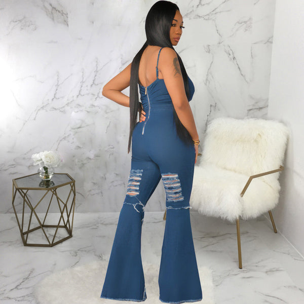 Jean Sexy suspender denim Jumpsuit