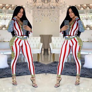 Red Zipper sport two piece pant set