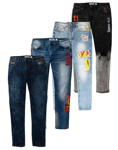 MEN BORN FLY MIXED STYLES DENIM JEANS