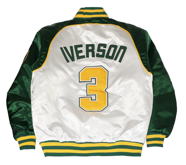 MEN GREEN/YELLOW ALLEN IVERSON HIGH SCHOOL SATIN JACKET