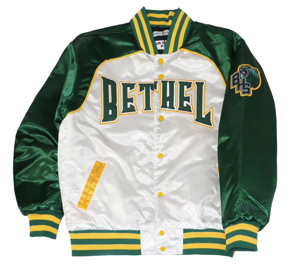 MEN GREEN/YELLOW ALLEN IVERSON HIGH SCHOOL SATIN JACKET