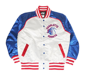 MEN WHITE/BLUE STEFFON CURRY HIGH SCHOOL SATIN JACKET