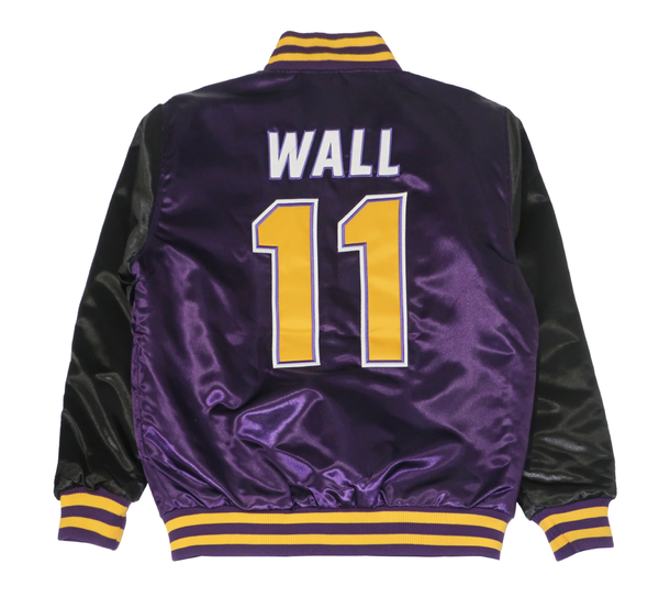 MEN PURPLE WALL HIGH SCHOOL SATIN JACKET