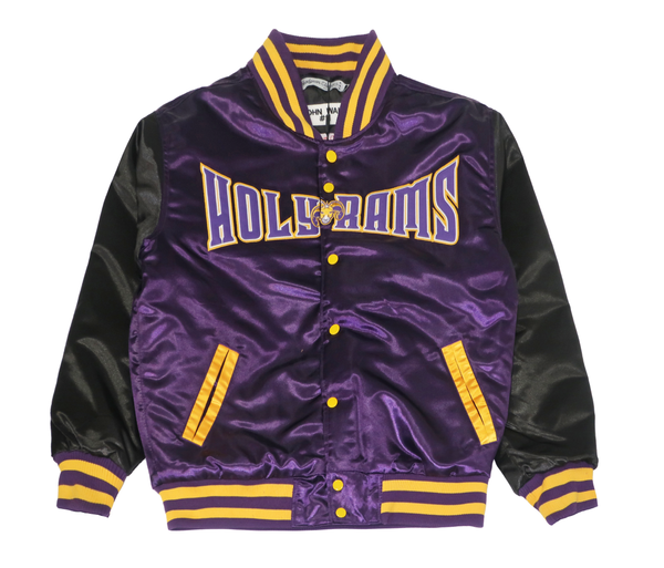 MEN PURPLE WALL HIGH SCHOOL SATIN JACKET