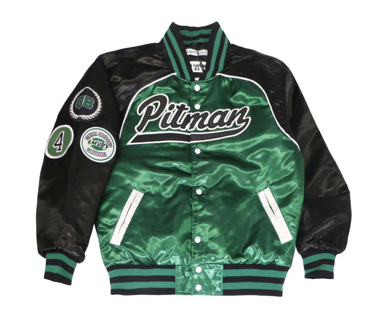 MEN GREEN PITMAN KAP HIGH SCHOOL SATIN JACKET