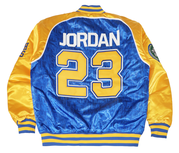 MEN BLUE & YELLOW JODAN HIGH SCHOOL SATIN JACKET