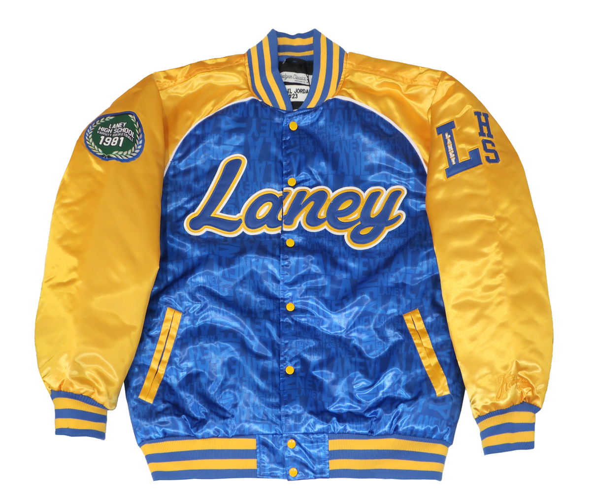 MEN BLUE & YELLOW JODAN HIGH SCHOOL SATIN JACKET