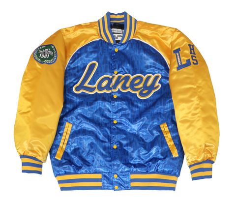 MEN BLUE & YELLOW JODAN HIGH SCHOOL SATIN JACKET