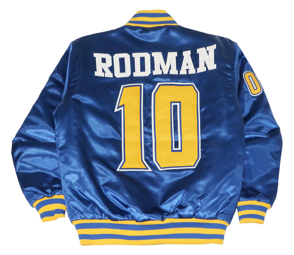 MEN BLUE/YELLOW DENNIS RODMAN HIGH SCHOOL SATIN JACKET