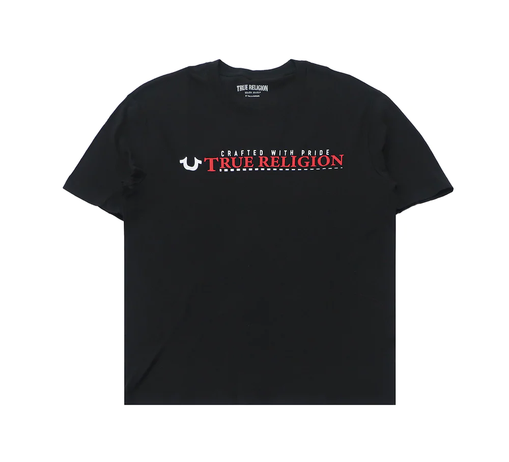 MEN BLACK/ RED ACROSS THE CHEST TRUE RELIGION TEE