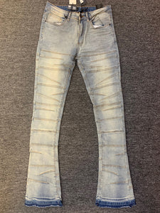 MEN VINTAGE WASH MULTI STITCHED STACK DENIM