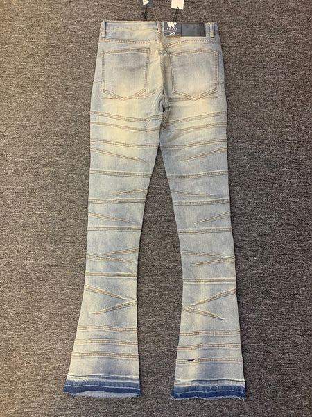 MEN VINTAGE WASH MULTI STITCHED STACK DENIM