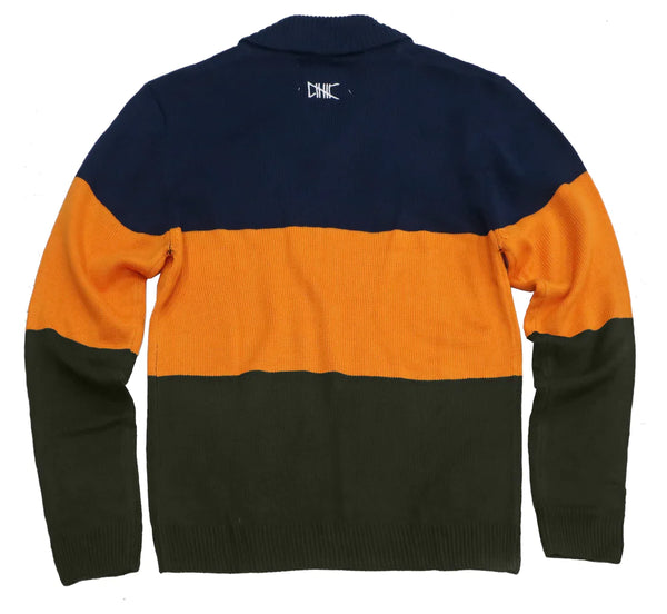 MEN ORANGE/NAVY ETHIK CARDIGN SWEATER