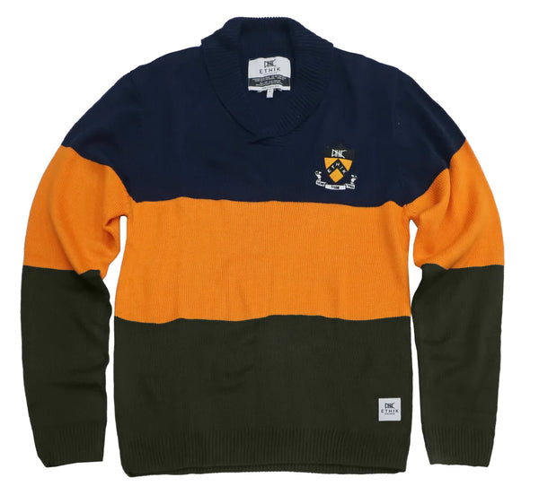 MEN ORANGE/NAVY ETHIK CARDIGN SWEATER