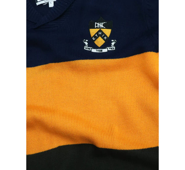 MEN ORANGE/NAVY ETHIK CARDIGN SWEATER