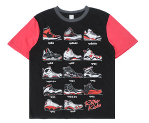 MEN BLACK AND RED RETRO KICKS TEE