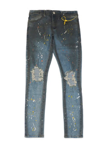 MEN BLUE PAINT SPLATTER KARTER COLLECTION JEANS