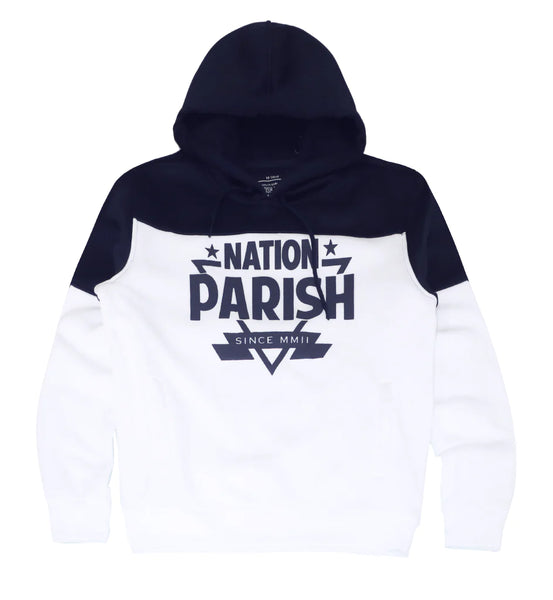 MEN PLUS SIZE NAVY BLUE/ WHITE PARISH HOODIE