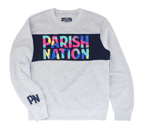 MENS GRAY & MULTI COLOR PARISH NATION SWEAT SHIRT