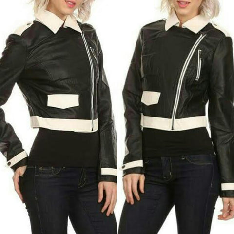 Black and white Leather Jackets