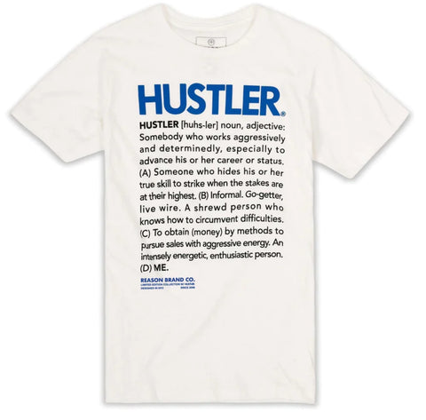 WHITE/ BLUE MEN REASON HUSTLER DEFINE T-SHIRT