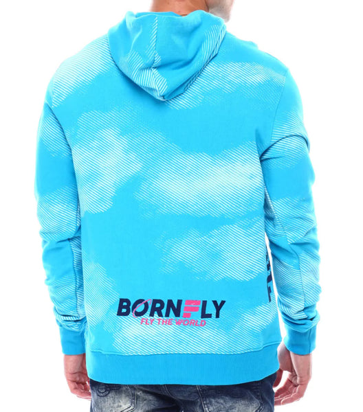 MEN BORN FLY SKY BLUE EXTRA FLY CLUB HOODIE