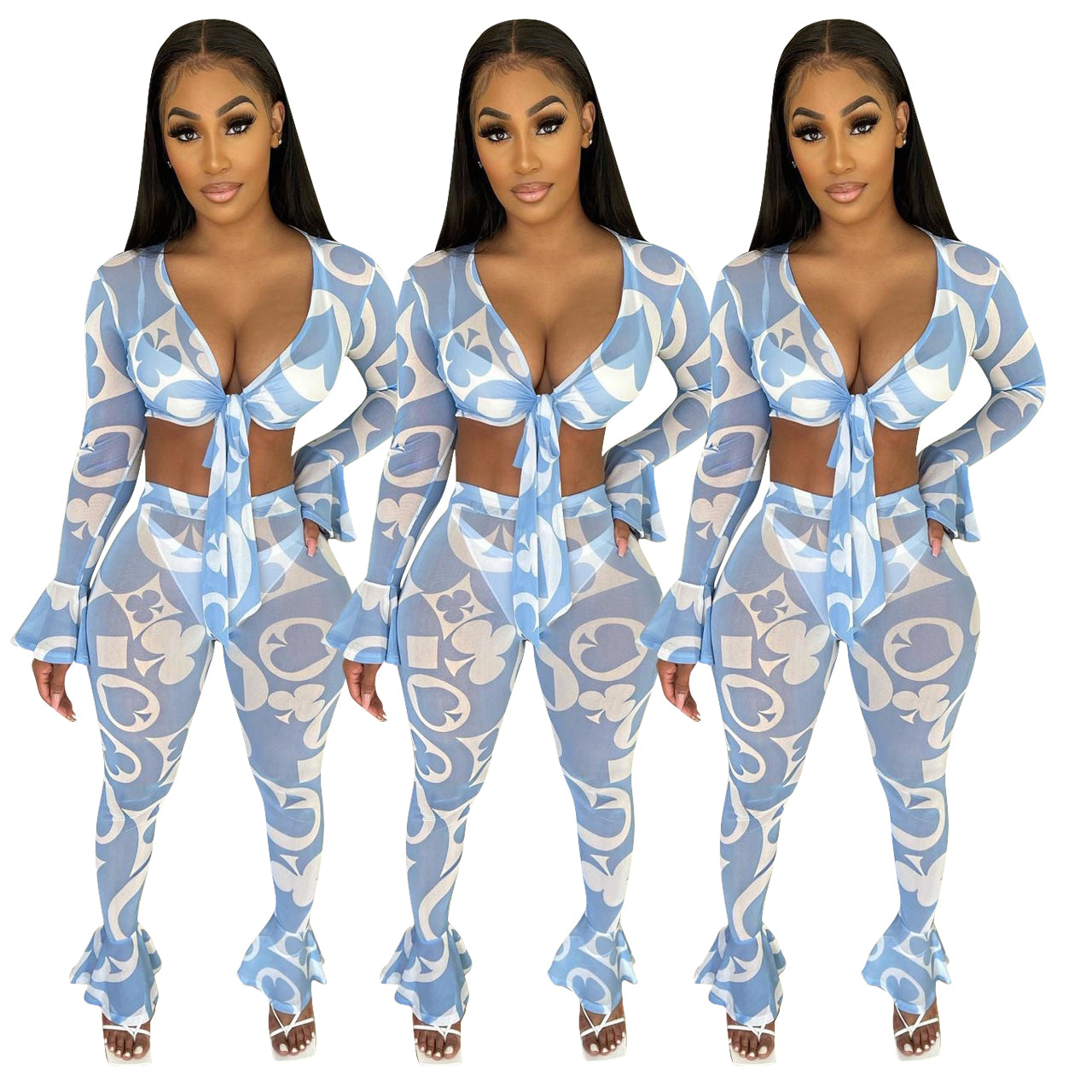 Light blue Two piece fashion screen printing set