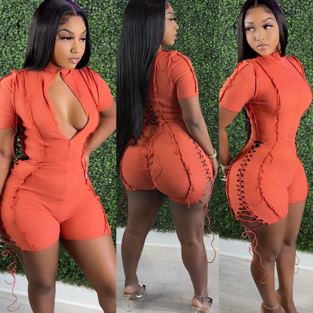 Orange Casual bandage Jumpsuit