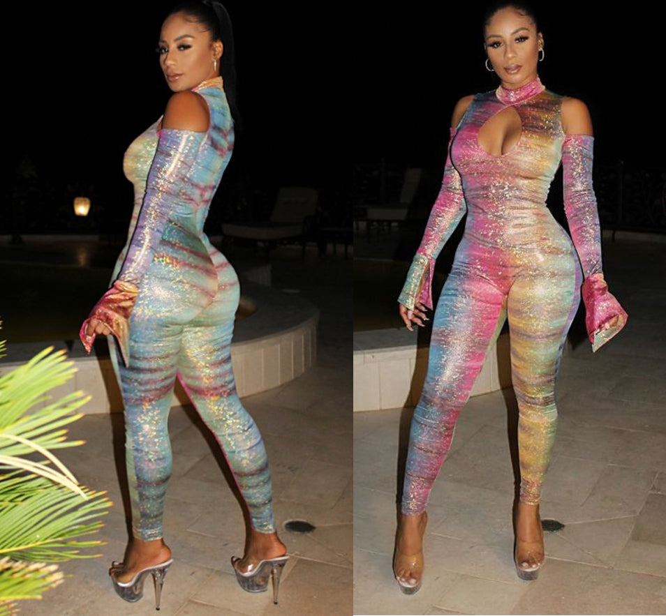 Rainbow dot digital printing Jumpsuit