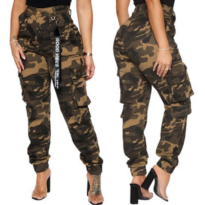 Fashion camouflage elastic overalls