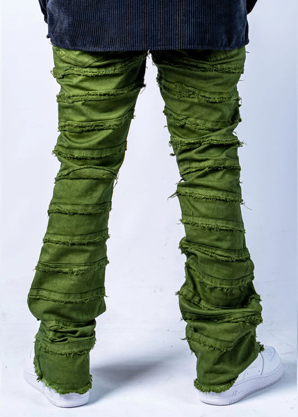 MEN STRIPPED GREEN STACK 95 DENIM JEANS