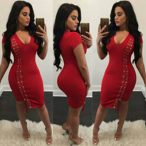 Sexy Red Dress with string up Sides out