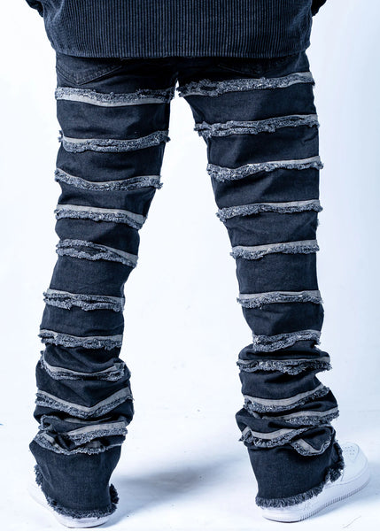 MEN BLACK 2 TONE STACK 95 DENIM JEANS