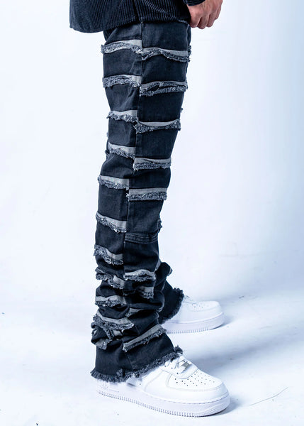 MEN BLACK 2 TONE STACK 95 DENIM JEANS