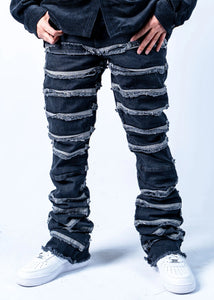 MEN BLACK 2 TONE STACK 95 DENIM JEANS