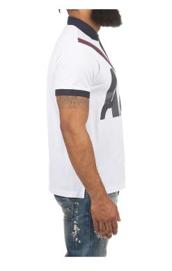 MEN AKOO WHITE YELLOW RED TAPPED SS POLO SHIRT