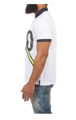 MEN AKOO WHITE YELLOW RED TAPPED SS POLO SHIRT