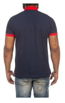 MEN NAVY BLUE LIFTED SS POLO SHIRT