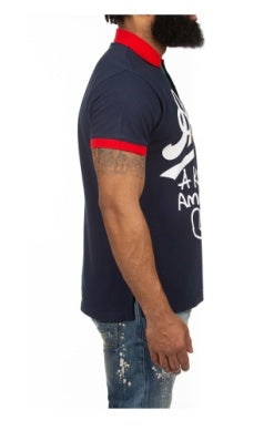 MEN NAVY BLUE LIFTED SS POLO SHIRT