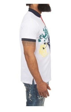 MEN WHITE STREET ART SS POLO SHIRT