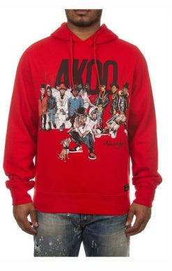 MEN RED AKOO CREW HOODIE