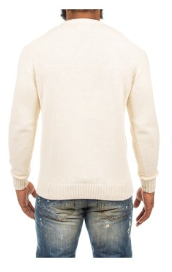 MEN AKOO WHISPER WHITE SCRIPT SWEATER