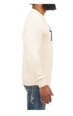 MEN AKOO WHISPER WHITE SCRIPT SWEATER