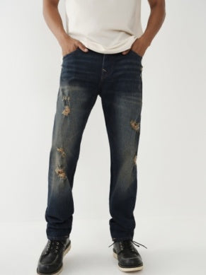 MEN TRUE RELIGON DECADENCE DARK WASH WITH RIPS GENO FLAP SN