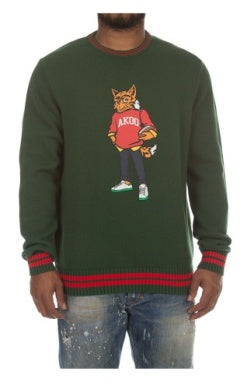 MEN AKOO GREEN ACADEMY SLICK SWEATER