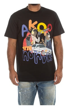 MEN AKOO BLACK  STU CREW SS KNIT  TEE